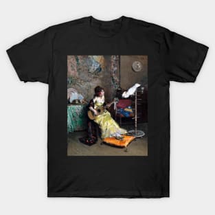 Woman With a Parrot by Raimundo Madrazo T-Shirt